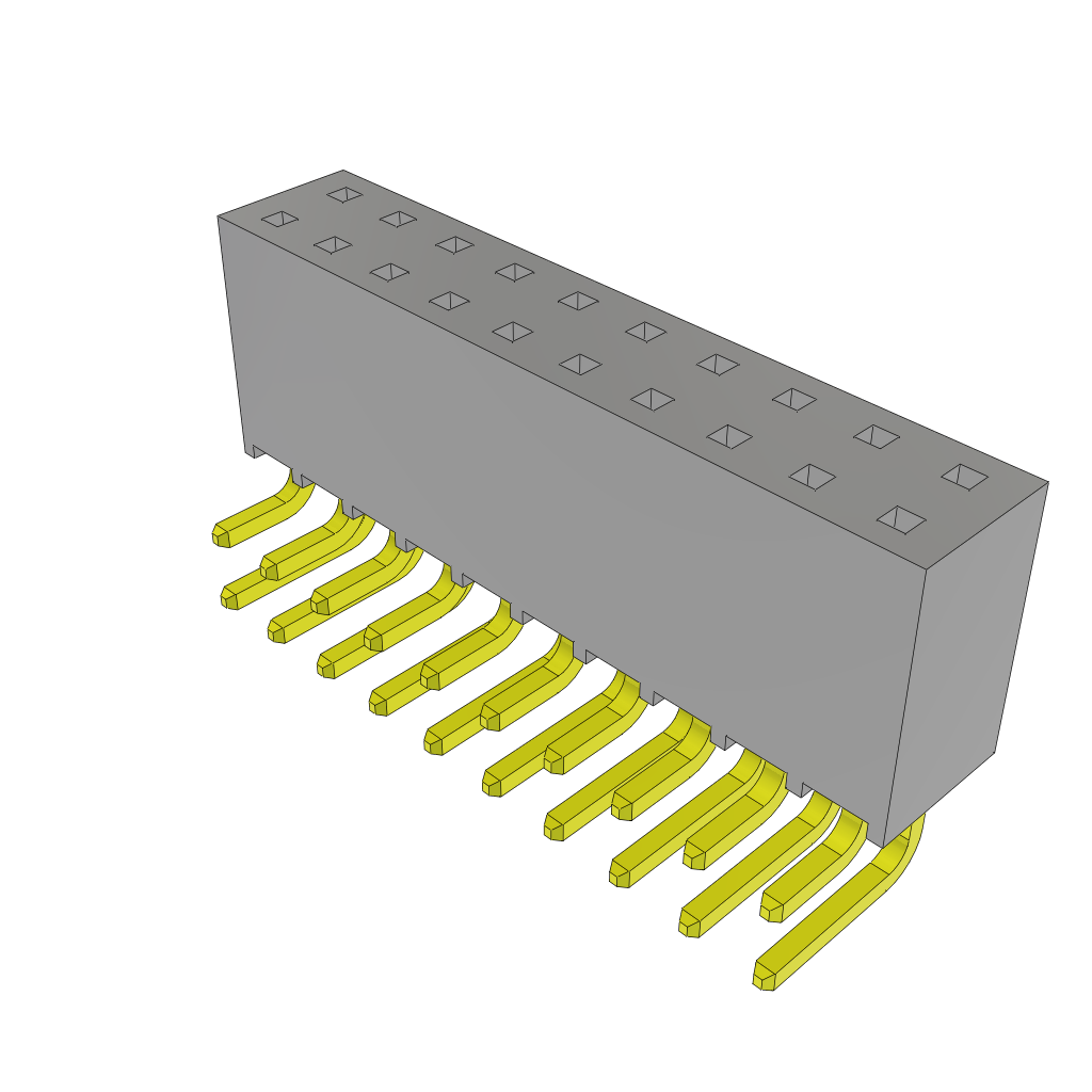 Samtec-SSQ-110-02-F-D-RA Cabezales del conector y receptáculos PCB Conn Socket Strip SKT 20 POS 2.54mm Solder RA Side Entry Thru-Hole Bulk