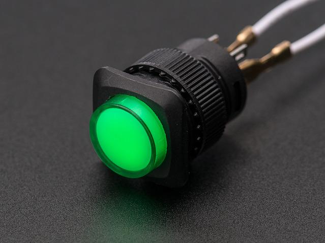 Adafruit Industries-1440 Botón pulsador Switch Push Button OFF Mom SPST Round Button Momentary Panel Mount Solder Lug