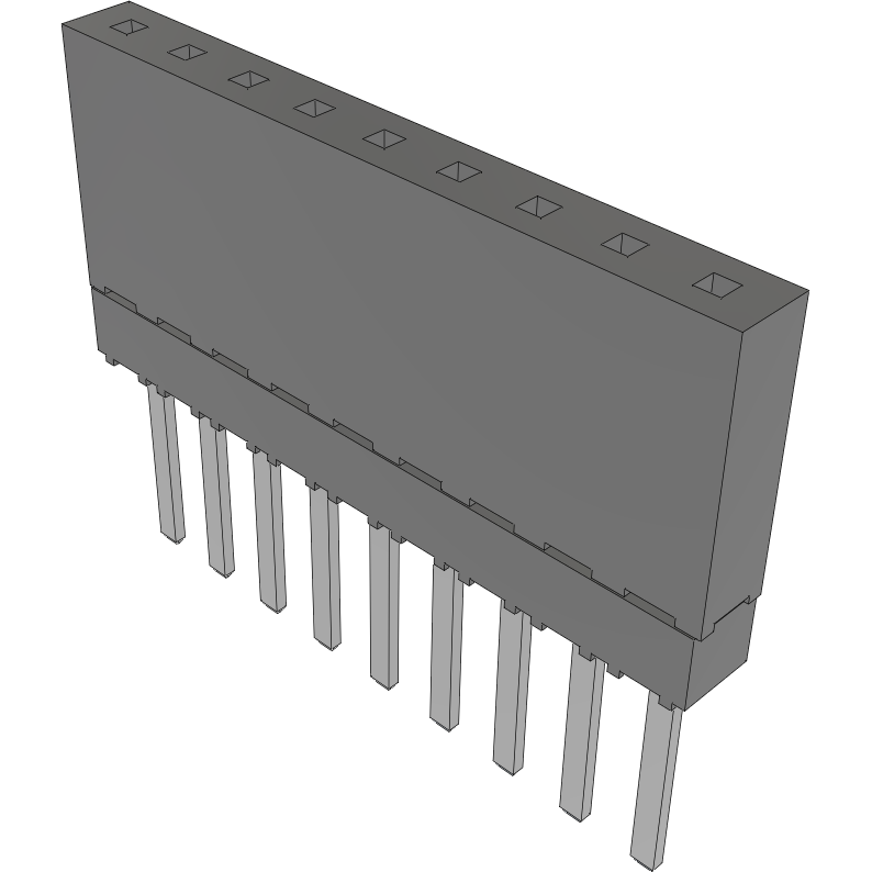 Samtec-ESW-109-13-T-S Connector Headers and PCB Receptacles Conn Elevated Socket SKT 9 POS 2.54mm Solder ST Top Entry Thru-Hole Tube