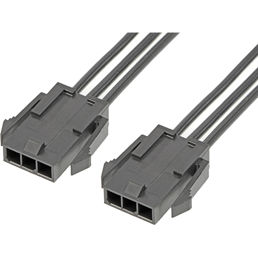Molex-2147522033 Andere Kabelbaugruppen Cable Assembly UL 10002 0.6m 18AWG Wire to Board to Wire to Board 3 to 3 POS M-M Crimp-Crimp Bag