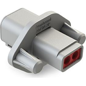 Amphenol-ATP04-2P-PM08G Einzeladersteckverbinder, Gehäuse Conn Housing RCP 2 POS Crimp ST Panel Mount Gray