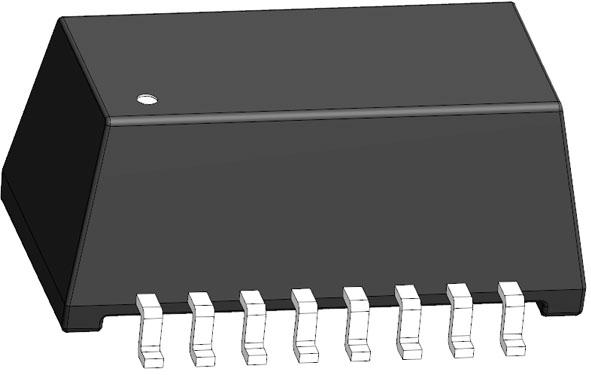 Abracon-ALAN1100X1-2F30DT Transformador de telecomunicaciones Telecom Transformer 1CT:1CT 1Ohm Prim. DCR 1.2Ohm Sec. DCR 16 Terminal Gull Wing SMD
