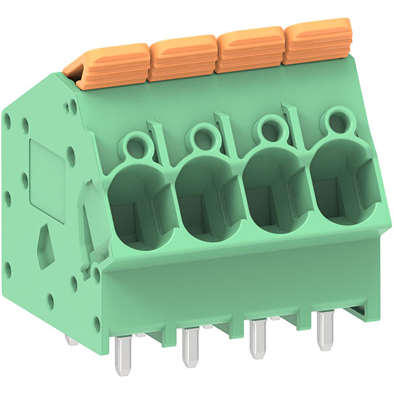 Molex-2213910004 Connector Terminal Blocks Conn Terminal Block 4 POS 7.5mm Solder 35° Thru-Hole 40A/Contact