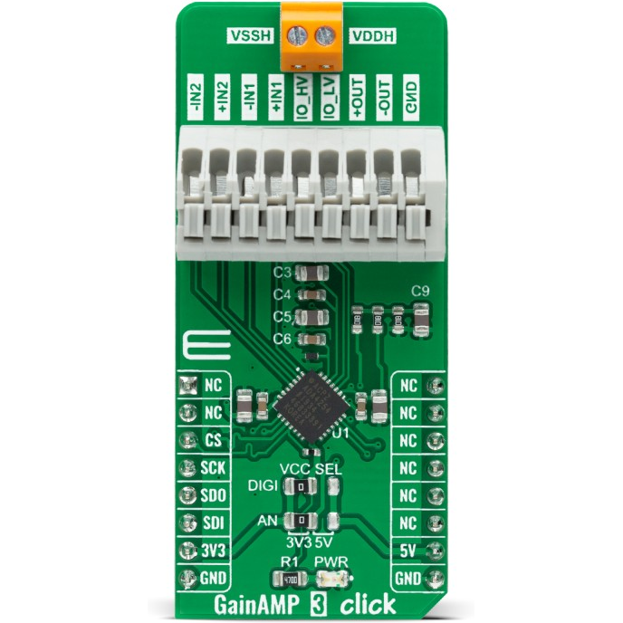 MikroElektronika-MIKROE-4800 Integrierte Verstärkerschaltung, Entwicklungsplatinen und -kits ADA4254 Instrumentation Amplifier Click Board