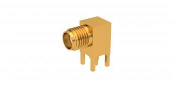 Radiall-R124680123 RF-Steckverbinder Conn SMA 0Hz to 18GHz 50Ohm Solder RA Thru-Hole RCP Gold Over Nickel