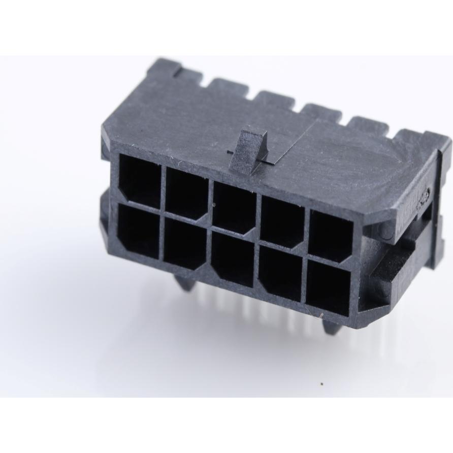 Molex-43045-1000 Connector Headers and PCB Receptacles Conn Wire to Board HDR 10Power POS 3mm Solder RA Side Entry Thru-Hole Micro-Fit 3.0 Tray