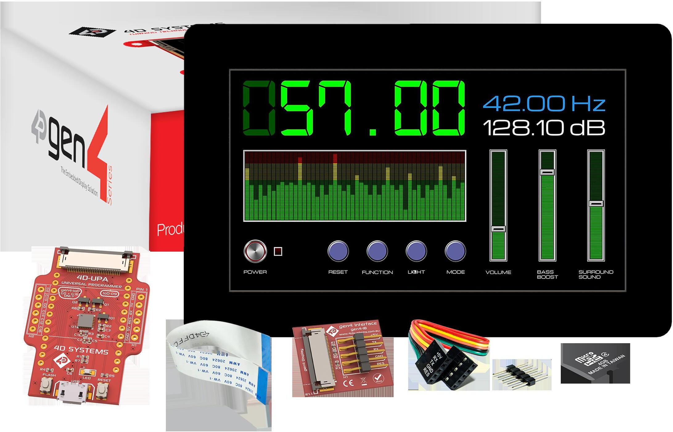 4D Systems-SK-GEN4-70DCT-CLB-SB Entwicklungssätze und Werkzeuge Starter Kit for gen4-uLCD-70DCT-CLB-SB with uSD-4GB Industrial, gen4-IB, 4D-UPA and 150mm FFC Cable