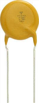Vishay-VY1472M63Y5UQ63LX Capacitor cerámico de una capa Cap Ceramic Suppression X1/Y1 0.0047uF 760VAC/500VAC Y5U 20%( 16 X 5mm) Radial Disc 12.5mm 125°C Bulk