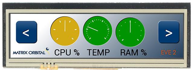 Matrix Orbital-EVE2-38A-BLH-TPR TFT Modules 3.8in TFT 480x116Pixels SPI 800cd/m2 -20°C to 70°C