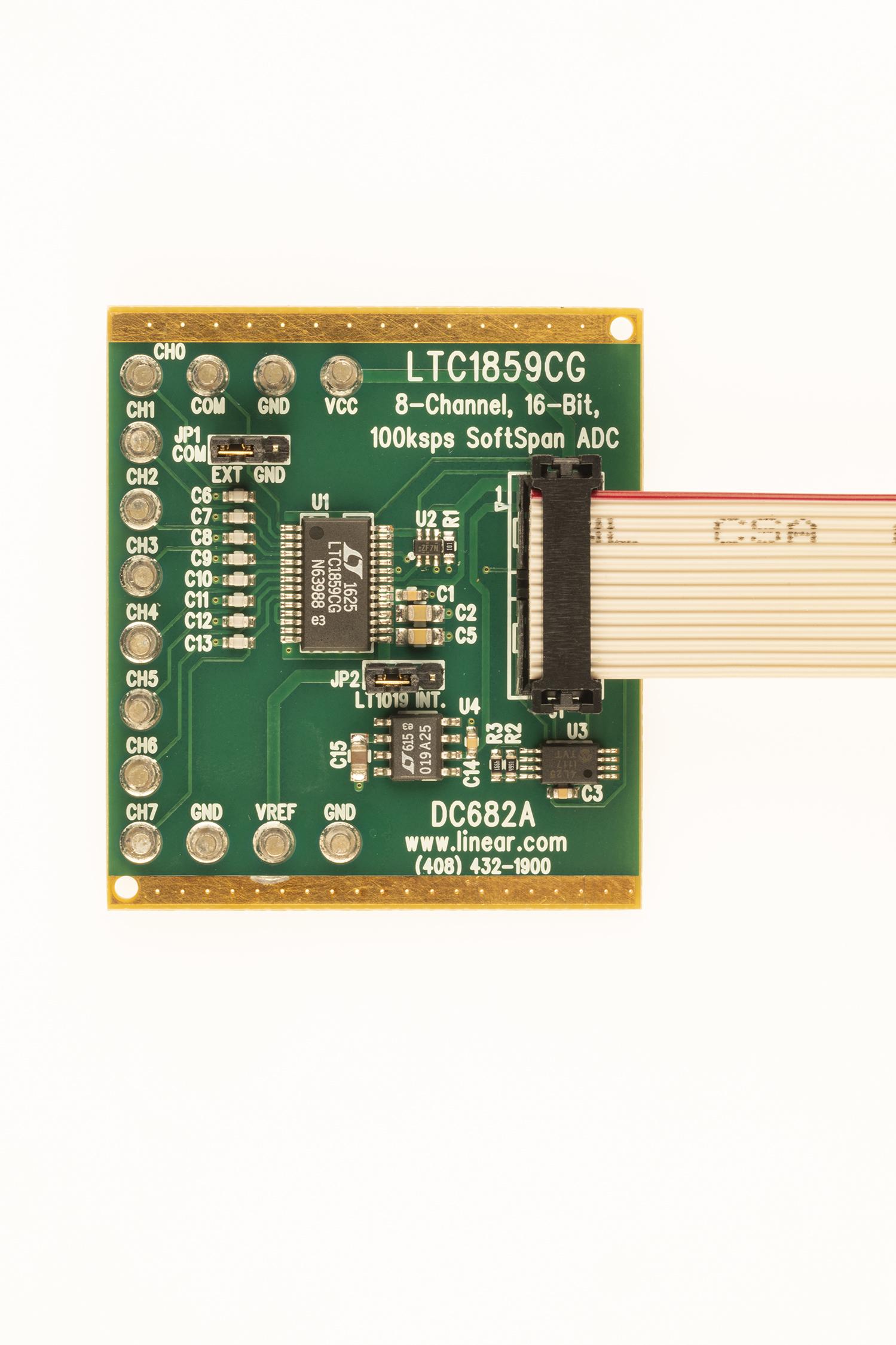 Analog Devices-DC682A Cartes et kits de développement de conversion de données LTC1859CG Demo Board , 8-Channel, 16-Bit, 100ksps SoftSpan ADC (requires DC2026)