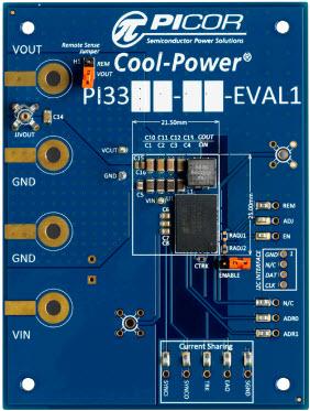 Vicor-PI3301-01-EVAL1 Cartes et kits de développement de gestion de la puissance PI3301 DC to DC Converter and Switching Regulator Module Evaluation Board