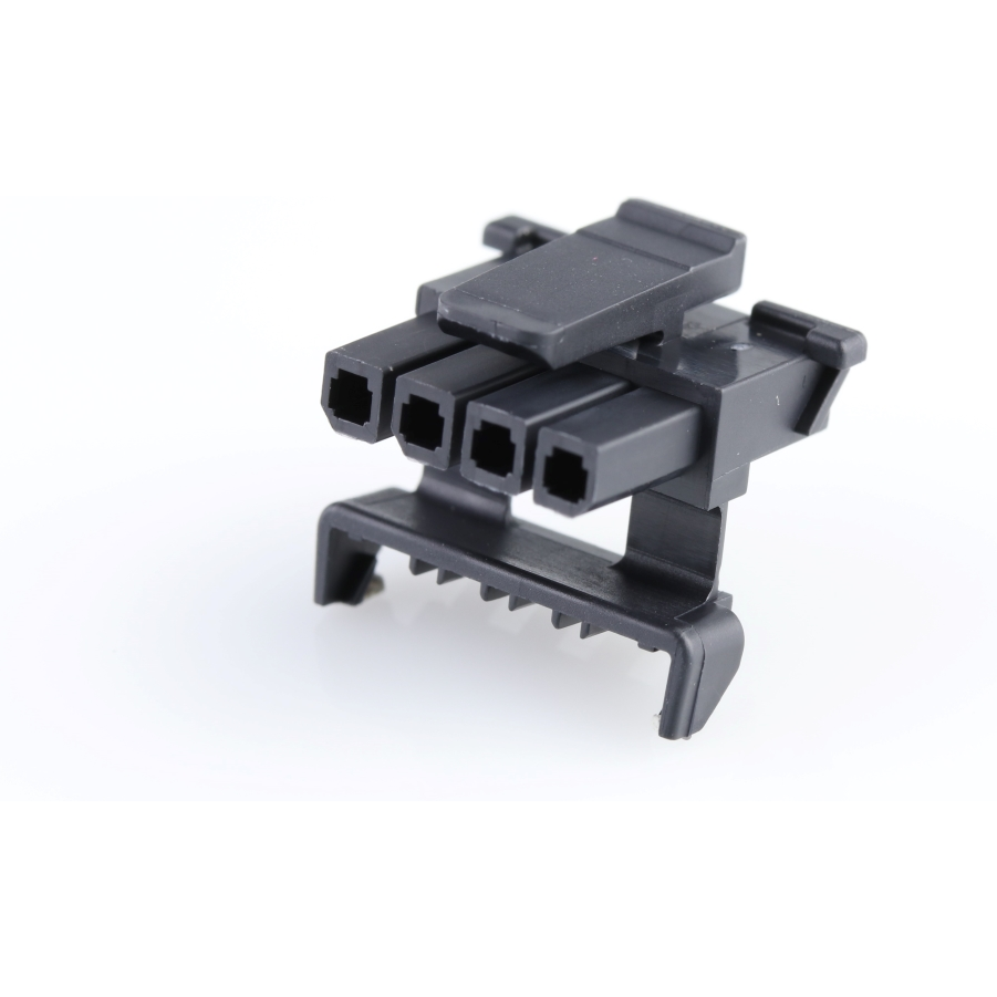 Molex-1718500400 Carcaza de cables discretos de conector Conn Housing RCP 4 POS 3mm Crimp ST Cable Mount Black Micro-Fit™ Bag
