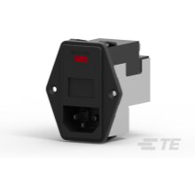 TE Connectivity-PE000DS6A Moduli di ingresso potenza Power Entry Module EMI Filtered M 3 POS (115VAC/230)VACVAC 6A Fuse/Voltage Selector RA 1 Port