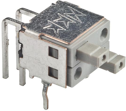 NKK Switches-GB215A2H Botón pulsador Switch Push Button OFF (ON) SPST Plunger 0.1A 28VAC 28VDC 0.4VA Momentary Thru-Hole PC Pins