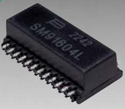 Bourns-SM91604L-E Trasformatore di telecomunicazione Telecom Transformer 1:1 0.9Ohm Prim. DCR 1.3Ohm Sec. DCR 24 Terminal SMD