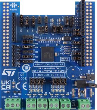 STMicroelectronics-X-NUCLEO-OUT01A2 Energiemanagement, Entwicklungsplatinen und -kits ISO8200BQ Current Limit Switch Expansion Board