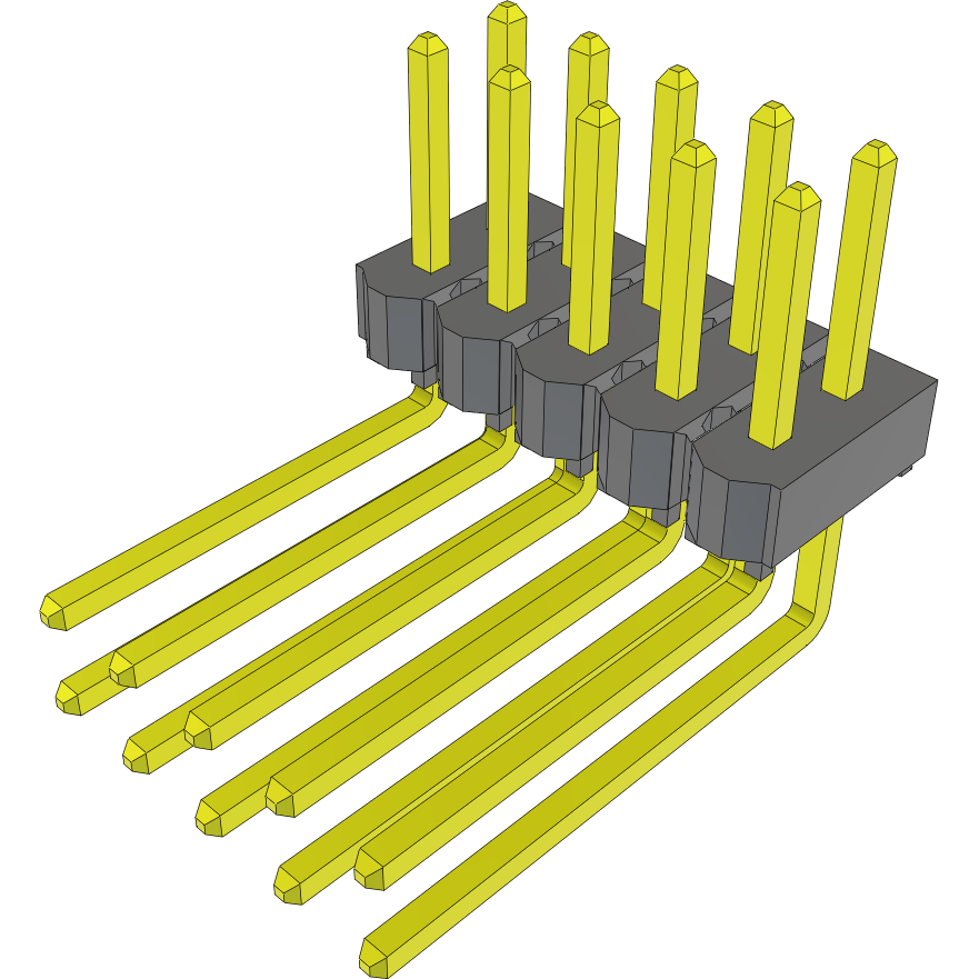 Samtec-HTSW-105-10-G-D-RA Connector Headers and PCB Receptacles Conn Unshrouded Header HDR 10 POS 2.54mm Solder RA Side Entry Thru-Hole Bulk