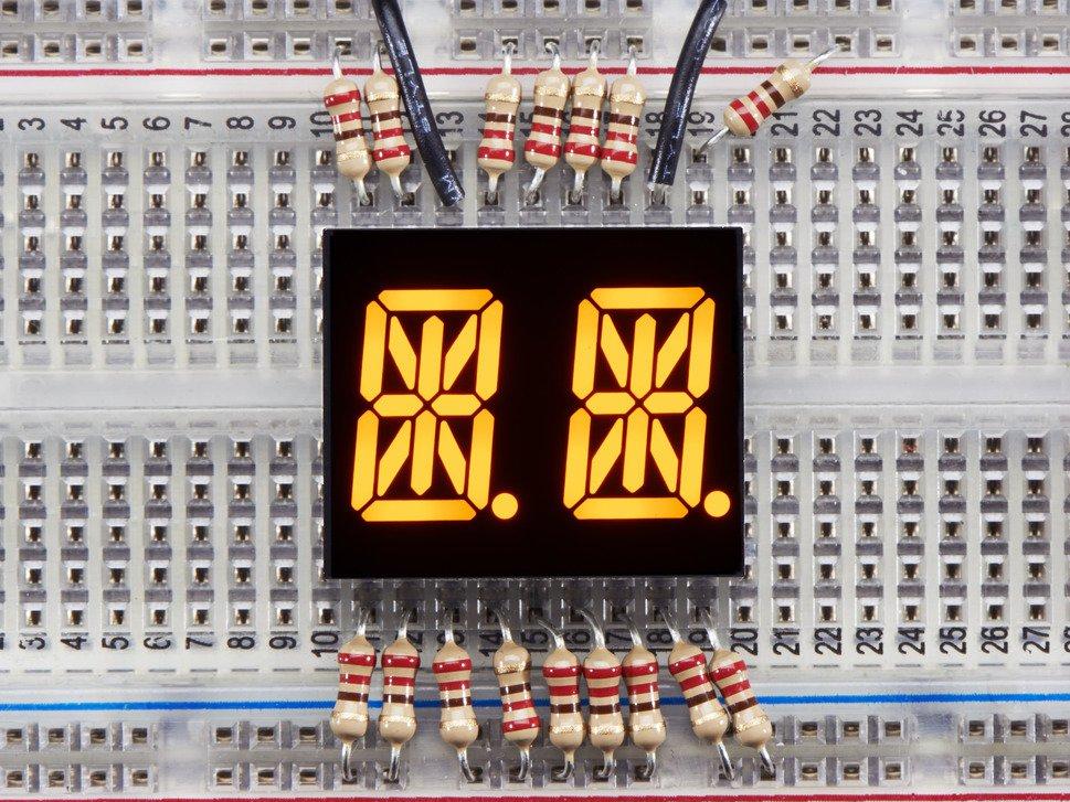 Adafruit Industries-2154 LED-Anzeigen, segmentiert Display Segmented Panel 2DIGIT Yellow CC 18-Pin DIP Module