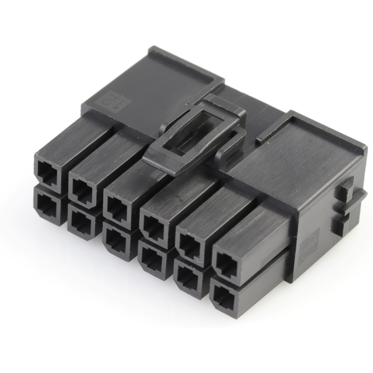 Molex-1716920212 Carcaza de cables discretos de conector Conn Housing RCP 12 POS 5.7mm Crimp ST Cable Mount Black Mega-Fit Bag
