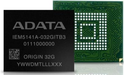 ADATA Technology Co., Ltd-IEM5141A-016GETB3 Flash TLC Flash Serial e-MMC 3.3V 128G-bit 128G/32G/16G x 1/4-bit/8-bit 153-Pin BGA