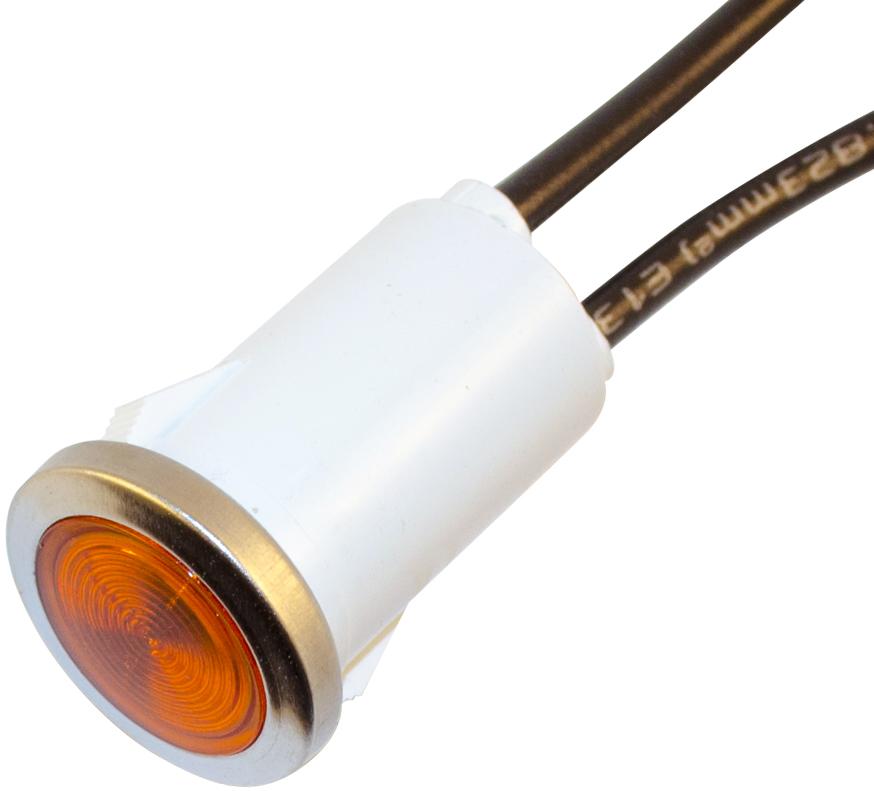 Wamco, Inc-WL-1090D3-12V Panel Mount Indicators Incandescent Indicator, Amber, 12-14V, Flush Lens w/ Wire Leads
