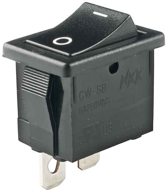 NKK Switches-CWSB11AA1F Switch Rocker Switch Rocker ON None OFF SPST Quick Connect Curved Rocker 6A 250VAC 30000Cycles