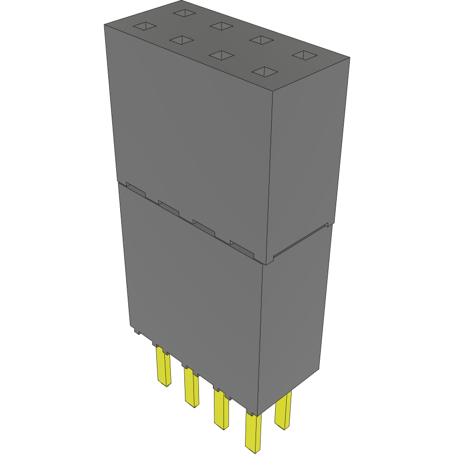 Samtec-ESW-104-69-G-D Connector Headers and PCB Receptacles Conn Elevated Socket SKT 8 POS 2.54mm Solder ST Top Entry Thru-Hole Bulk