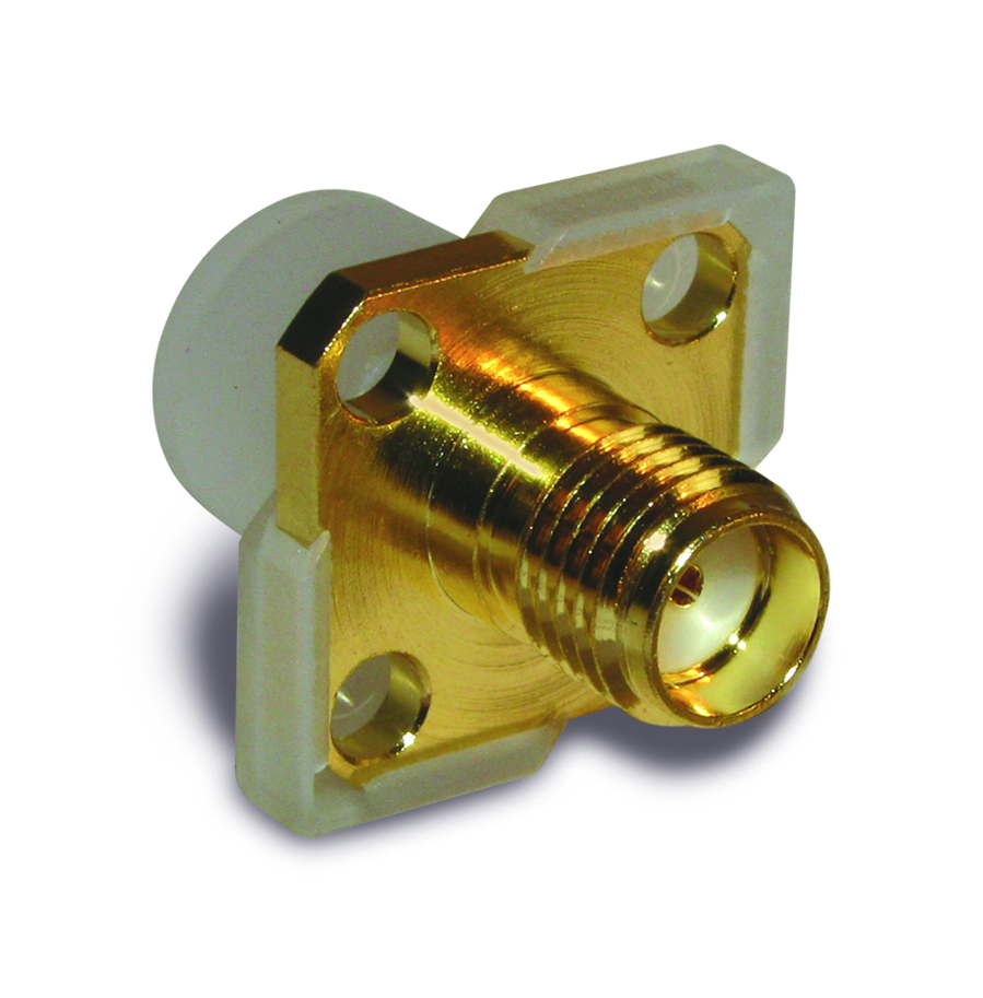 Amphenol RF-132166 Raccordement FR Conn SMA 0Hz to 18GHz 50Ohm Solder ST Flange Mount RCP Gold