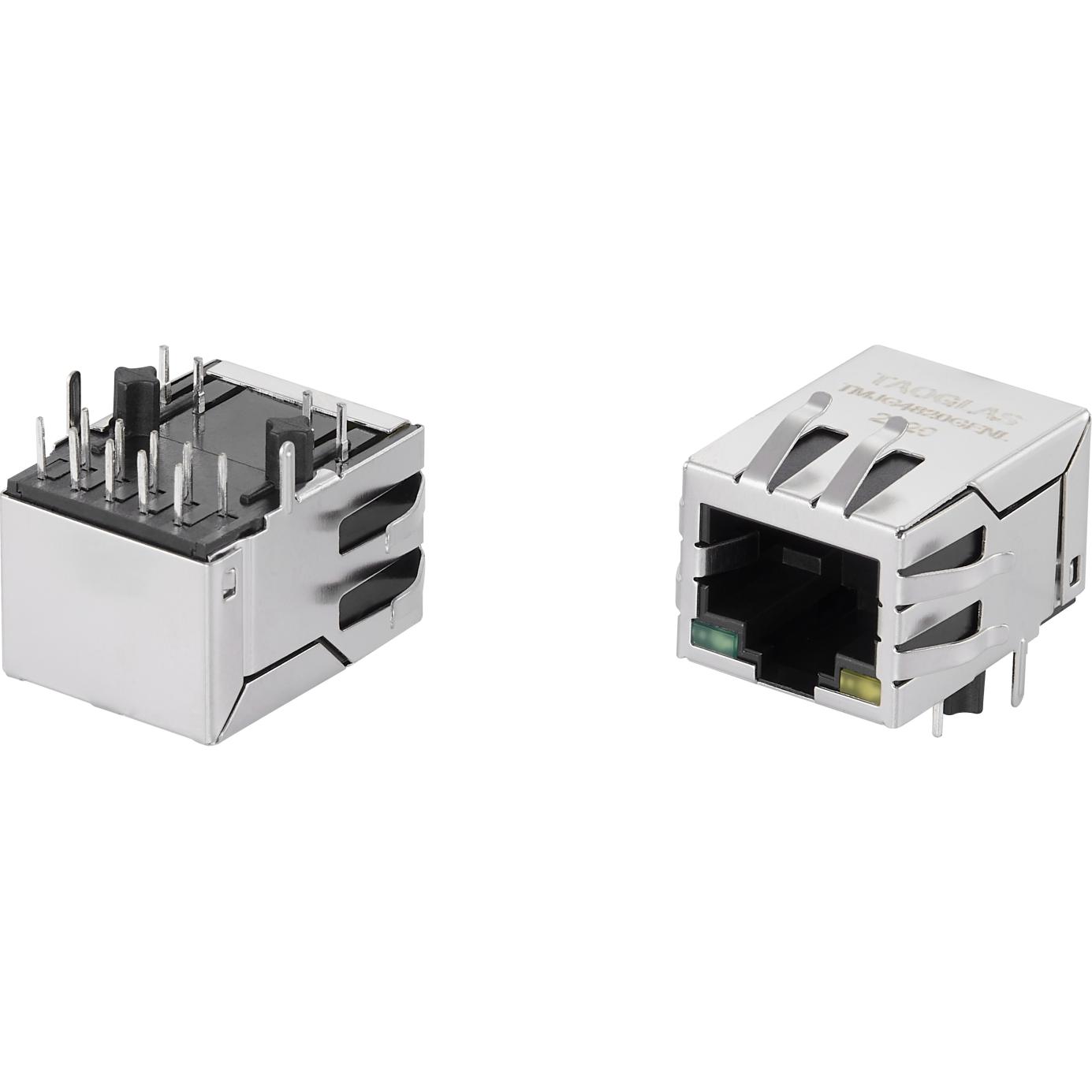 taoglas-TMJG4820GENL | RJ45 Integrated Connectors Steckverbinder, Telefon und Telekommunikation Conn RJ-45 F 8 POS 1.27mm Solder RA Thru-Hole 14 Terminal 1 Port Tray