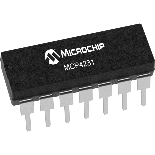 Microchip Technology-MCP4231-104E/P Potentiomètre numérique Digital Potentiometer 100kOhm 128POS Volatile Linear Automotive AEC-Q100 14-Pin PDIP Tube