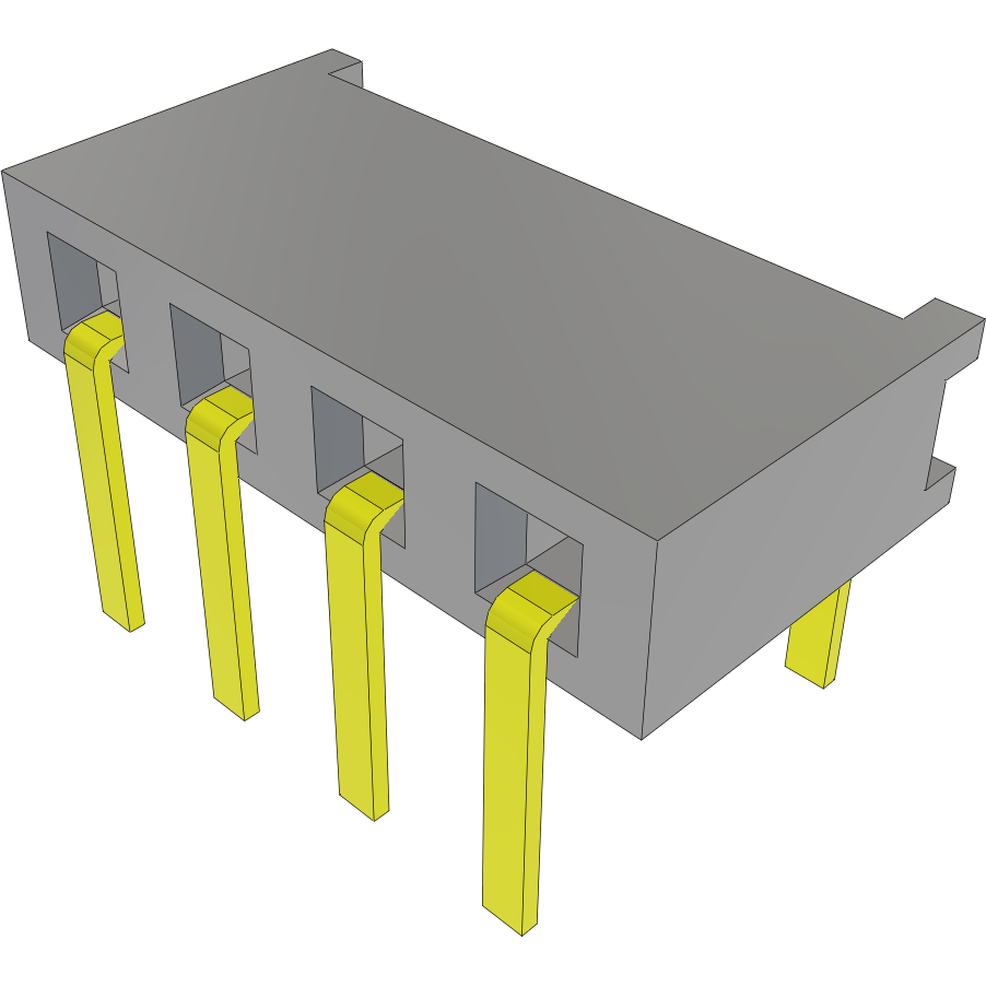 Samtec-MMS-104-01-L-SH Embases de raccordement et réceptacles PCB Conn Socket Strip SKT 4 POS 2mm Solder RA Side Entry Thru-Hole Bulk