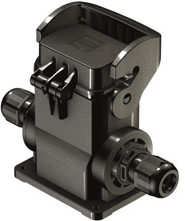 HARTING-19431060295 Schrumpfbalgenadapter Surface Mount Housing 90° 6B Shell Size Glass Filled Nylon/Glass Filled Polyamide Single Lock Han-Eco®