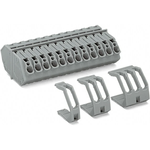 Through-Panel Terminal Block, with end Plate and retaining clip, 9-pole, for Plate thickness 1-4 mm, 7 mm wide, gray