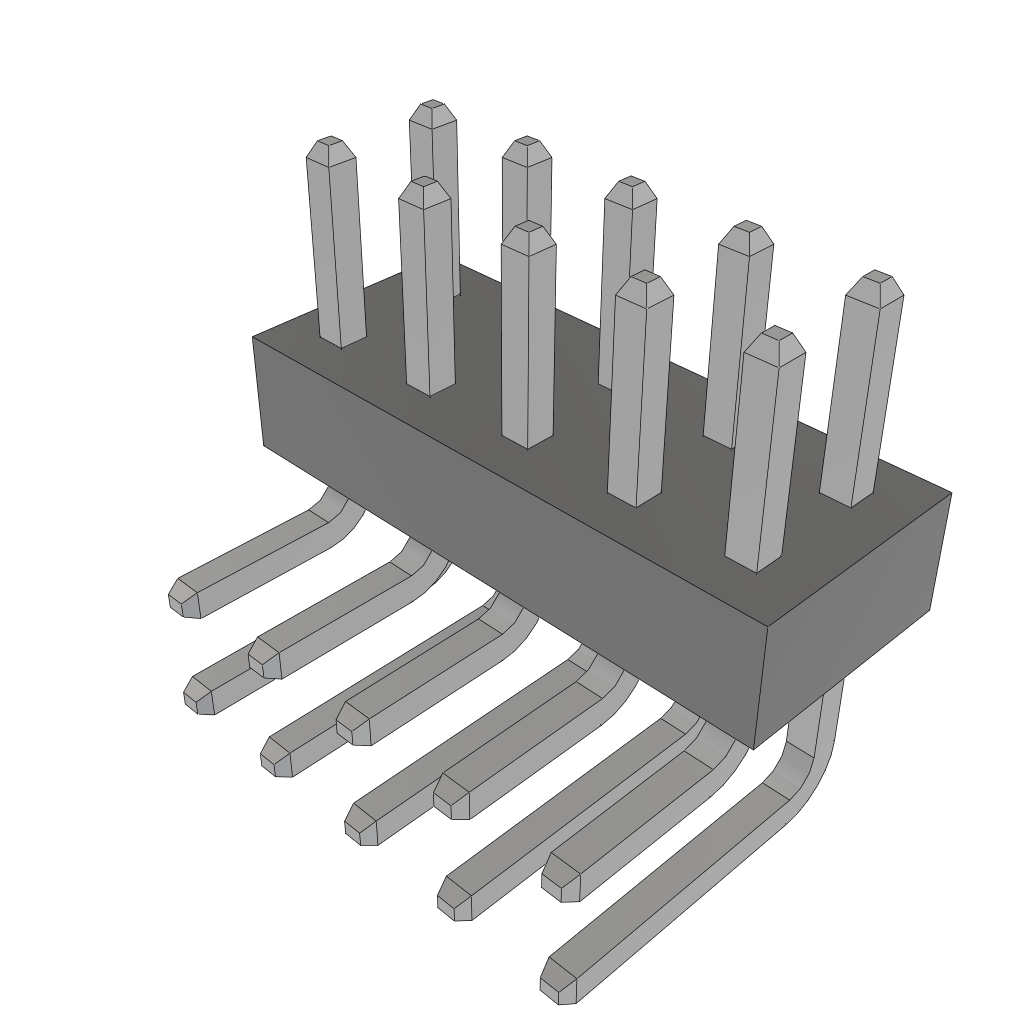 Samtec-TMMH-105-01-TM-D-RA Steckverbinderleisten und Leiterplattenbuchsen Conn Unshrouded Header HDR 10 POS 2mm Solder RA Side Entry Thru-Hole Tube