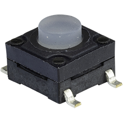 Same Sky (formerly CUI Devices)-TS24-62-14-CL-200-SMT-TR-67 Interruttore tattile 6.2 x 6.2 mm, 1.4 mm Actuator Height, 200 gf, Surface Mount, SPST, IP67, Tactile Switch