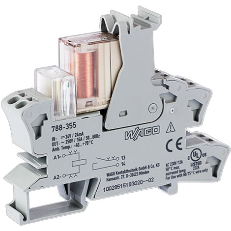 WAGO-788-355 Relevadores Otros Relay socket with miniature switching relay, for DIN 35 rail