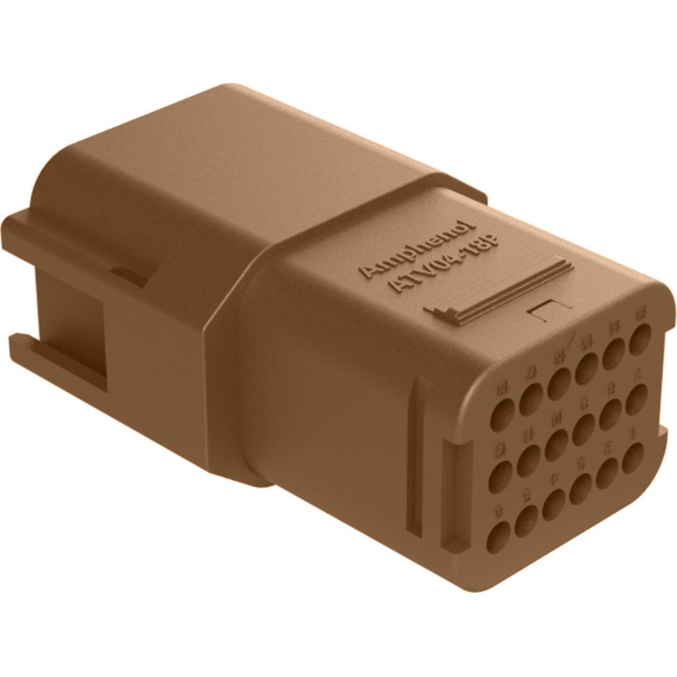 Amphenol-ATV04-18PD-RR01 Einzeladersteckverbinder, Gehäuse Conn Housing RCP 18 POS Crimp ST Cable Mount Brown