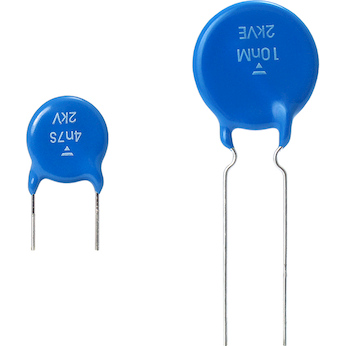 Vishay-HBE681MBBCF0KR Strato singolo in ceramica del condensatore Cap Ceramic Single 680pF 2000V K6000 20% (7 X 3mm) Radial Disc 7.5mm 85°C Bulk