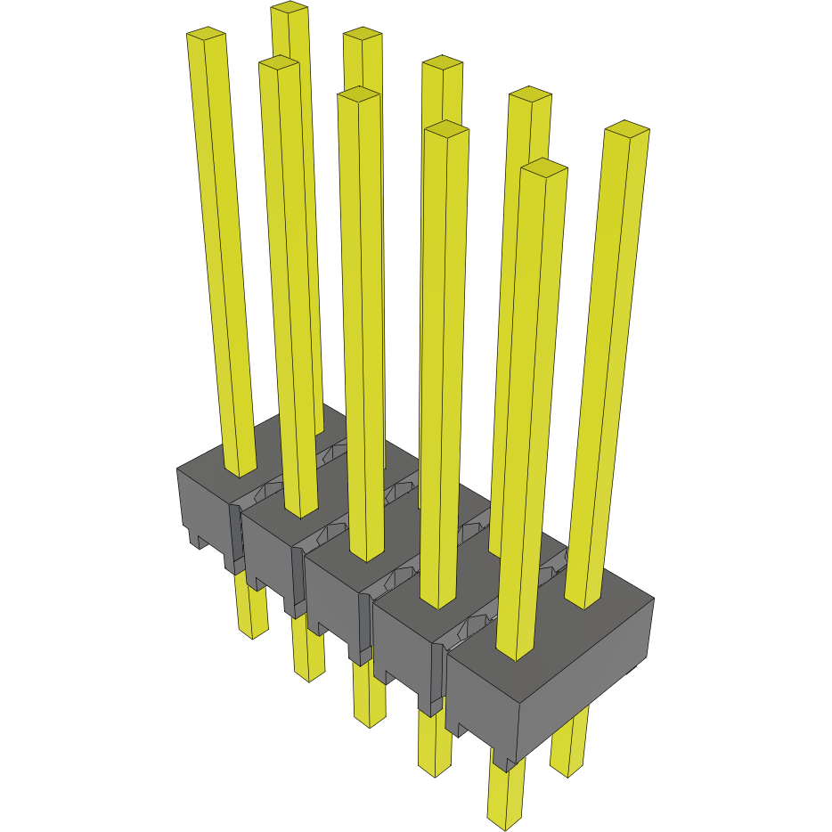 Samtec-MTSW-105-09-L-D-490 Steckverbinderleisten und Leiterplattenbuchsen Conn Unshrouded Header HDR 10 POS 2.54mm Solder ST Top Entry Thru-Hole Bulk