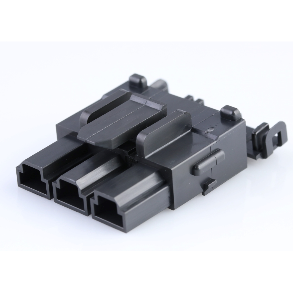 Molex-428160312 Connector Discrete Wire Housing Conn Housing RCP 3 POS 10mm Crimp ST Cable Mount Black Mini-Fit Sr™ Bag