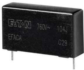 Eaton-EFACA50J334D032LH Kondensator, Kunststofffilm Cap Film 0.33uF 500VAC PP 5%( 32 X 11 X 20mm) Radial Plastic Rectangular Can 27.5mm 0.024 Ohm 105°C Automotive AEC-Q200