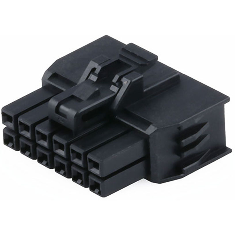 Molex-2263621212 Connector Discrete Wire Housing Conn Housing RCP 12Power POS 2.5mm Crimp ST Cable Mount Black Nano-Fit Bag