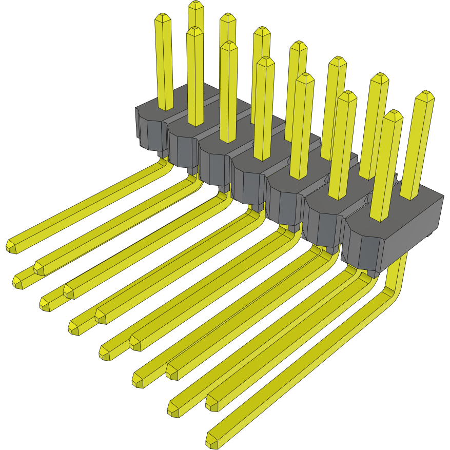 Samtec-TSW-107-10-S-D-RA Cabezales del conector y receptáculos PCB Conn Unshrouded Header HDR 14 POS 2.54mm Solder RA Side Entry Thru-Hole Bulk