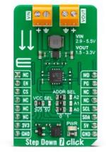 MikroElektronika-MIKROE-5754 Energiemanagement, Entwicklungsplatinen und -kits MAX17624 DC to DC Converter and Switching Regulator Chip 1.5V to 3.3V Output Click Board