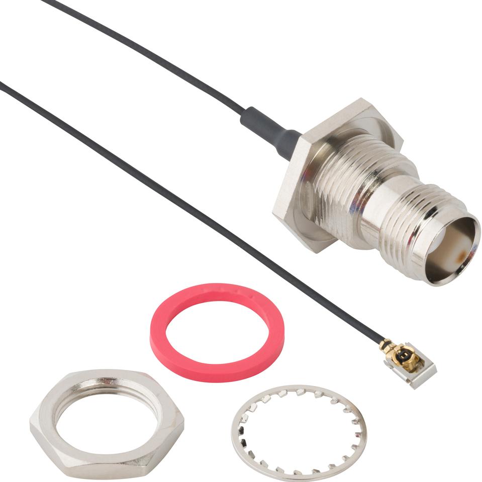 Amphenol-095-850-309-300 Kabelbaugruppen Koaxial Cable Assembly 1.13mm Cable 0.3m MHF1 to TNC F-PL Bag