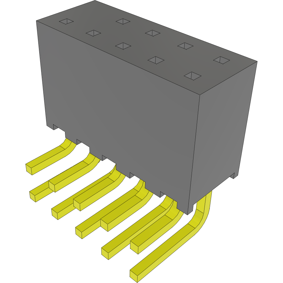 Samtec-SQT-105-01-L-D-RA-010 Connector Headers and PCB Receptacles Conn Socket Strip SKT 10 POS 2mm Solder RA Side Entry Thru-Hole Tube