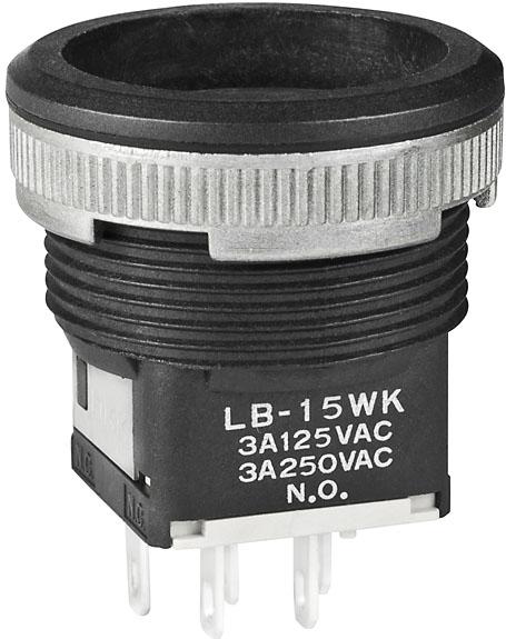 NKK Switches-LB15WKW01 Druckknopfschalter Switch Push Button ON (ON) SPDT Round Button 3A 250VAC 30VDC Momentary Panel Mount Quick Connect/Solder Lug