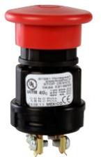 Honeywell-87941-08 Arresto di emergenza dell'interruttore Switch Emergency Stop N.O. DPST Mushroom Button 20A 24VDC Screw Panel Mount