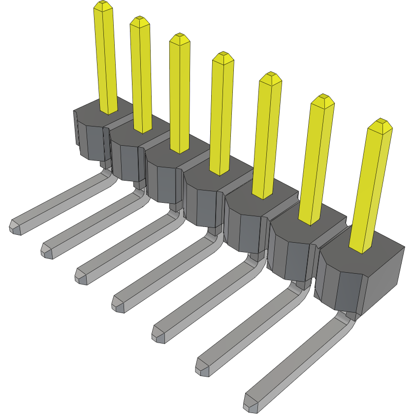 Samtec-HTSW-107-22-L-S-RA Steckverbinderleisten und Leiterplattenbuchsen Conn Unshrouded Header HDR 7 POS 2.54mm Solder RA Side Entry Thru-Hole Bulk