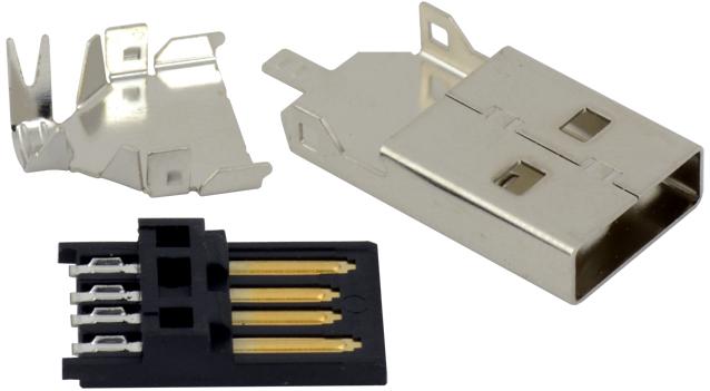 Tensility International-50-00466 Connector USB Conn USB 2.0 Type A PL 4 POS Solder ST Cable Mount 4 Terminal 1 Port